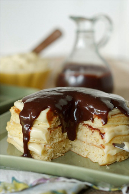 1.) <a href="https://www.rachelcooks.com/2012/07/21/boston-cream-pie-pancakes/" target="_blank">Boston Creme Pie Pancakes</a>