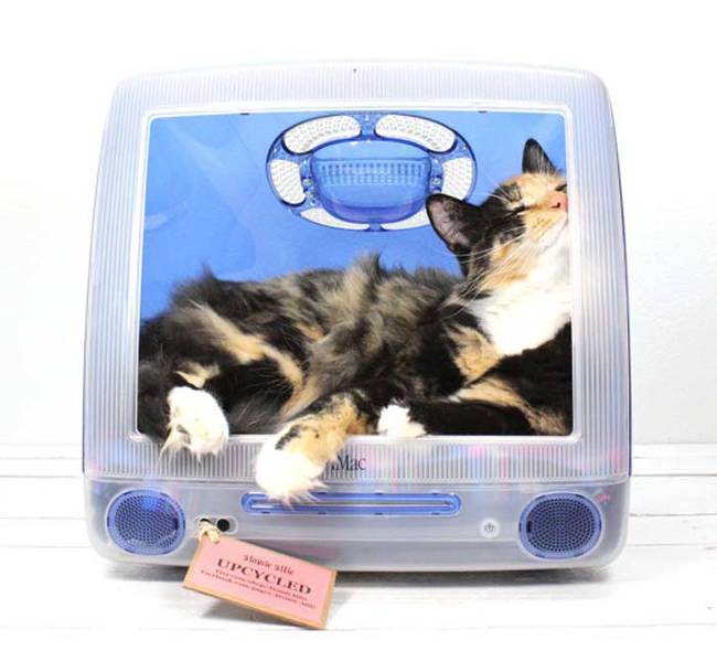 This upcycled cat bed is made out of an old computer. For the technically inclined, make your cat or pup love technology as much as you do.