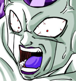 Freiza from Dragonball Z charging up for Saiyan-slaying power blast.