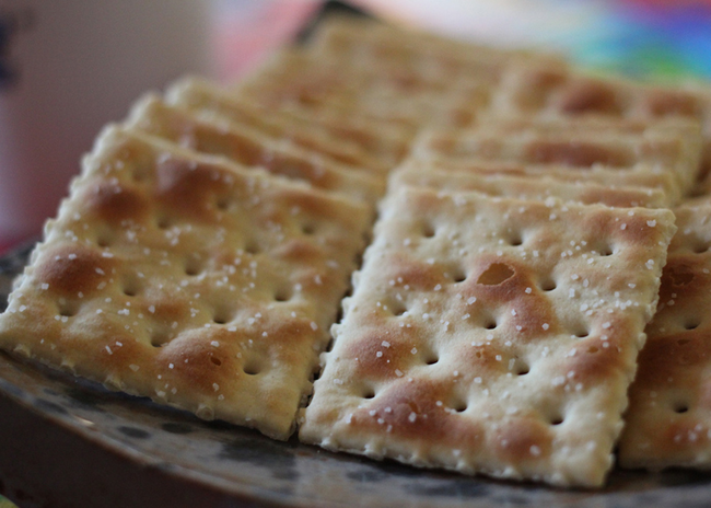 5.) Crackers: Go with unsalted or lightly salted crackers to help ease digestion issues.