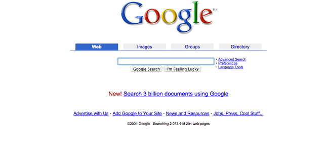 Tabs were added to search for different things in 2001.