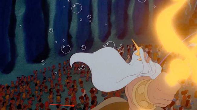 3.) Keen eyes can spot Kermit, Mickey Mouse, Goofy, and Donald Duck in the background of the opening scene during King Triton's entrance.