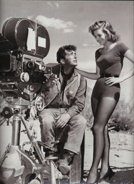 Dean Martin & Angie Dickinson on the set of Rio Bravo, 1959.