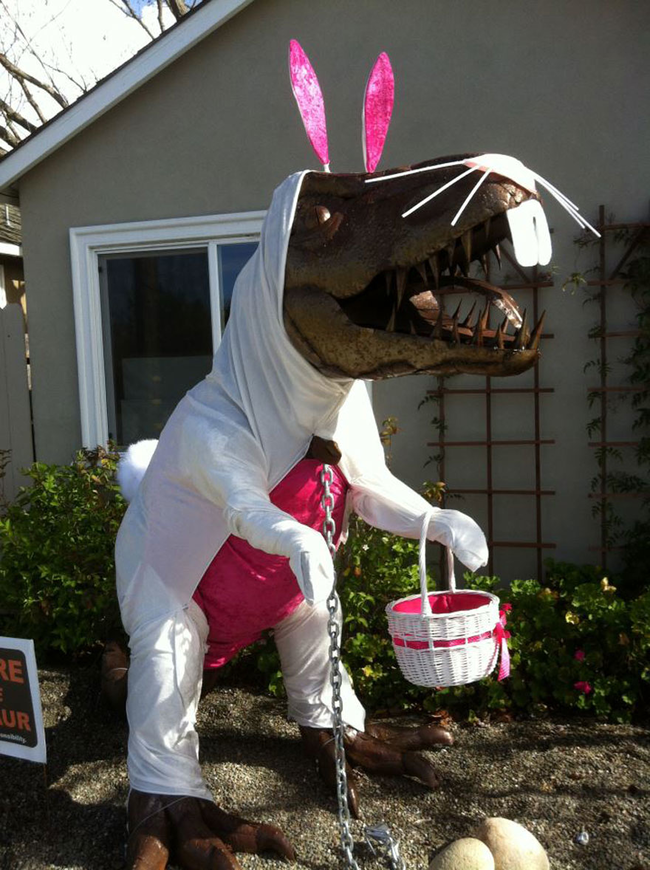 16.) Get the Easter T-rex OFF MY LAWN!