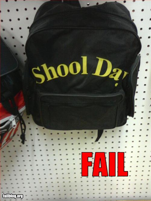 10.) Who would want that book bag even without the spelling fail?