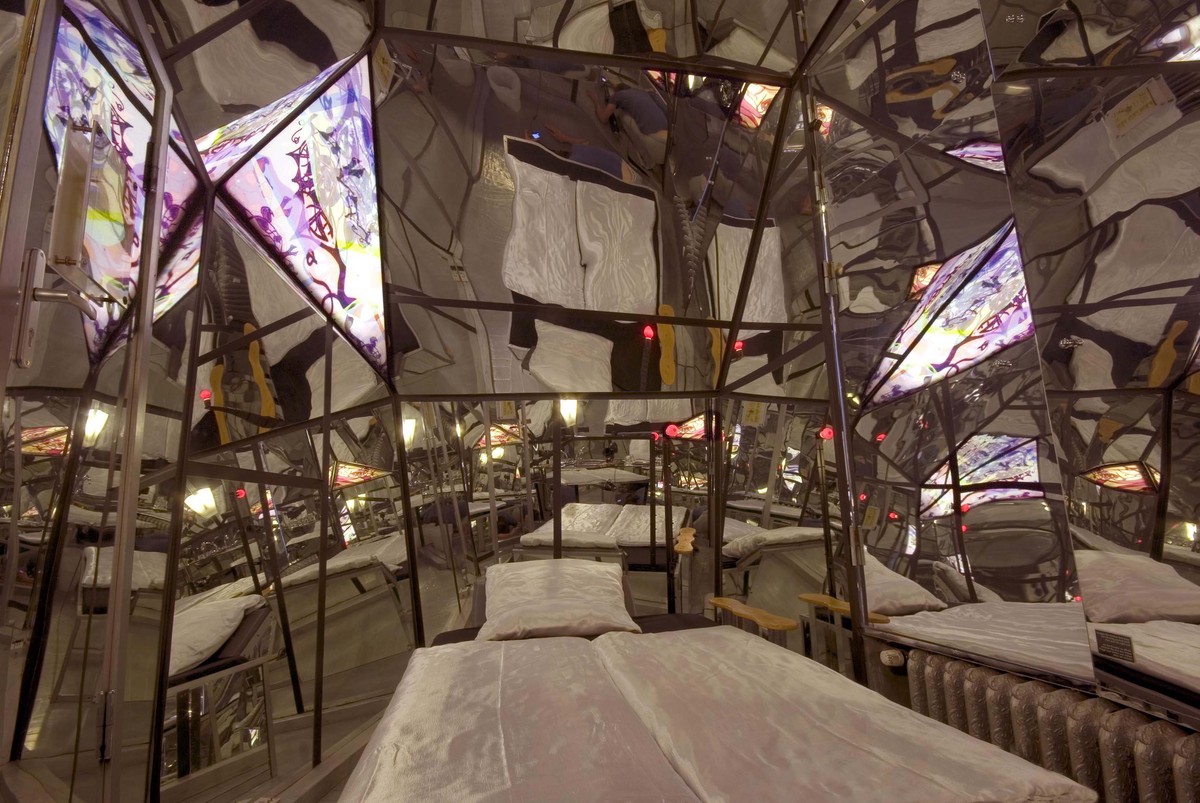 Ever wondered what it's like to live in a kaleidoscope? This room is covered entirely with mirrors and the hotel website warns: "caution, very sexy!"