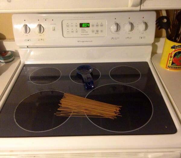 3.) "Last night I asked my husband to put some spaghetti on the stove so I could start dinner when I got home. #clever"