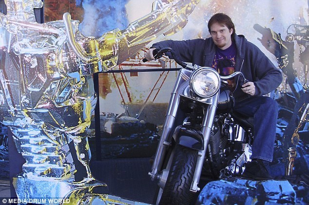 He even has a replica of the Harley Arnold rides in "Terminator 2."