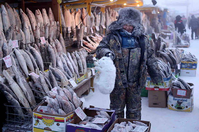 The marketplace is almost exclusively meat and fish, as crops are hard to come by.