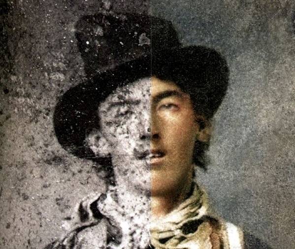 4.) An old photograph of Billy the Kid touched up to reveal a clearer picture of what the criminal legend looked like.