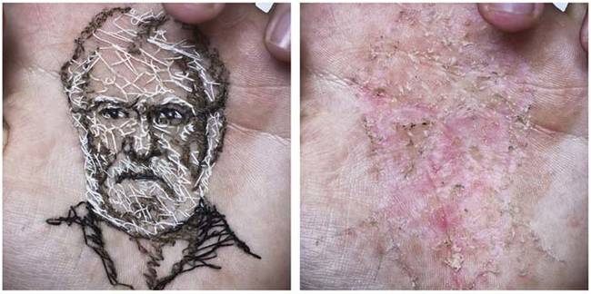 That must hurt like heck, but the detail on these portraits is amazing.