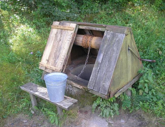 Fetching water from the outdoor well.