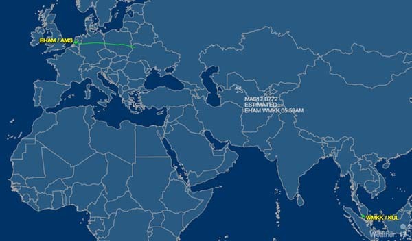 This is a screenshot from FlightAware, showing the last tracked location of the flight.