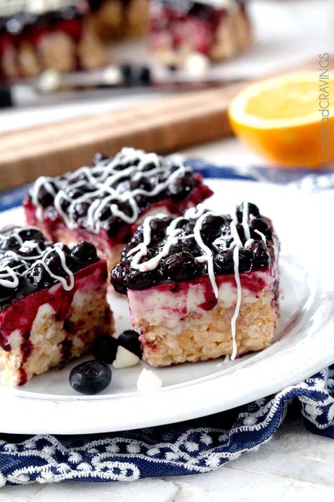 Blueberry and White Chocolate Cheesecake Treats