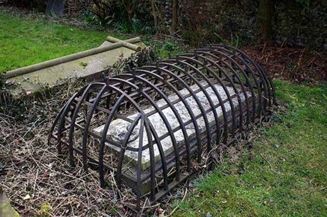 This grave design from the Victorian era was meant to prevent the dead from escaping the grave. You know, just in case they were zombies or vampires.