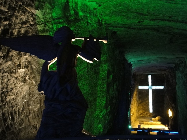 The main altar in the new cathedral, built underneath the older, closed one.