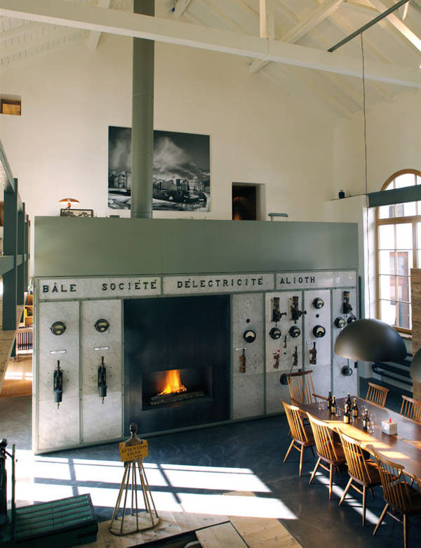 Much of the house was gutted, but this original control panel (now with an encased fireplace) is a unique reminder of what the house was used for.