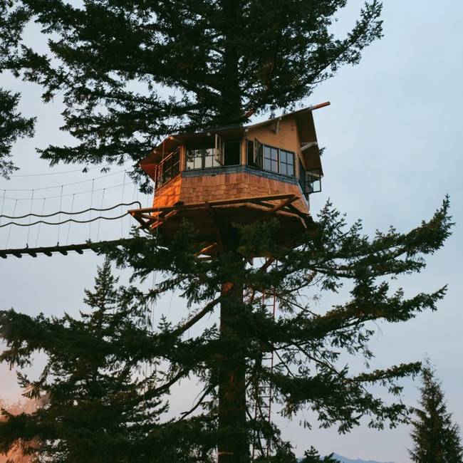 His new treehouse residence is located just outside of Portland, OR.