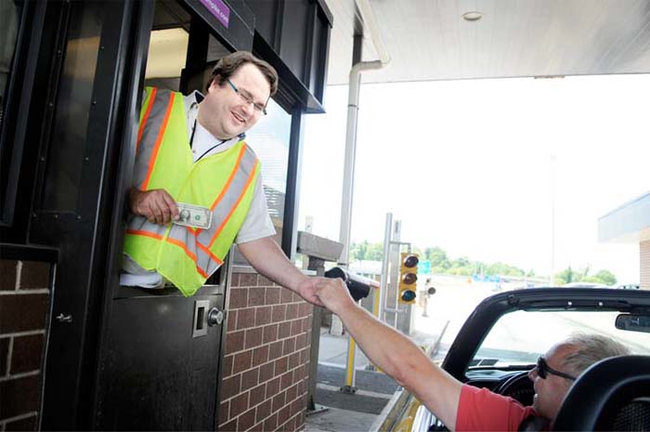 6.) Reid Hoffman as a toll booth worker. Net worth: $4.1 billion.