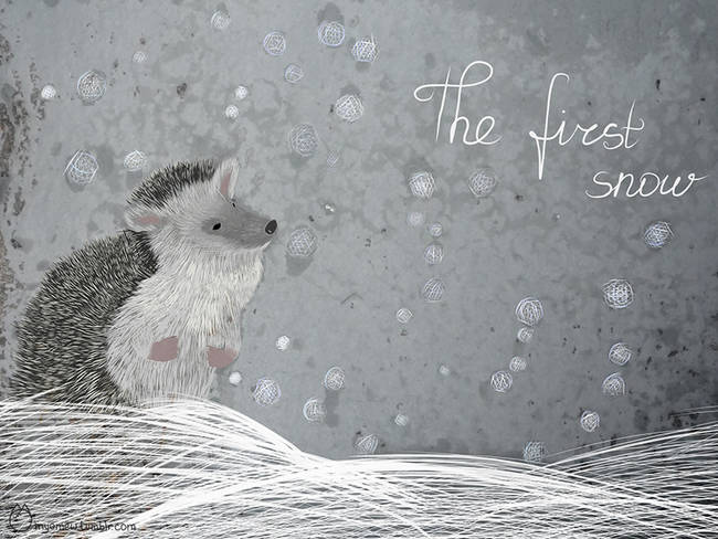 Hedgehog Enjoying The First Snow