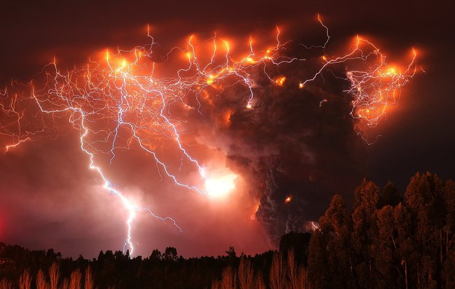 8.) Volcanic lightning.