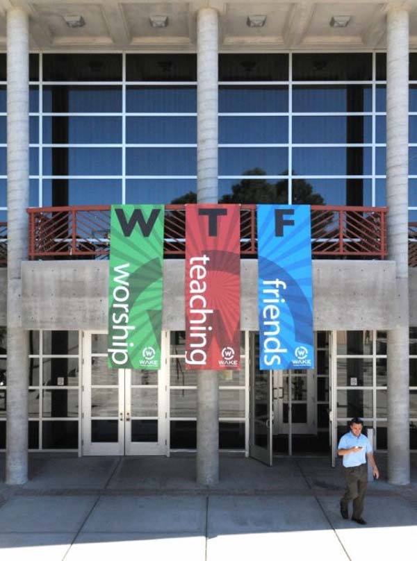 3.) This church, who apparently had no young members to point out what "WTF" meant.