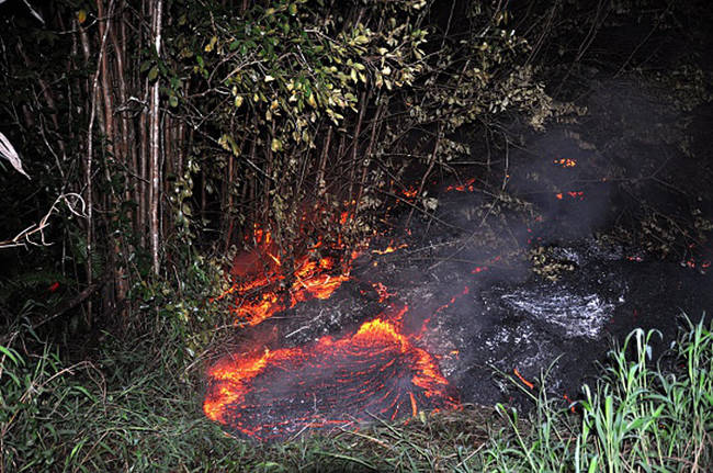 The flow began tearing through vegetation and approaching the property boundaries on Tuesday (10/28).