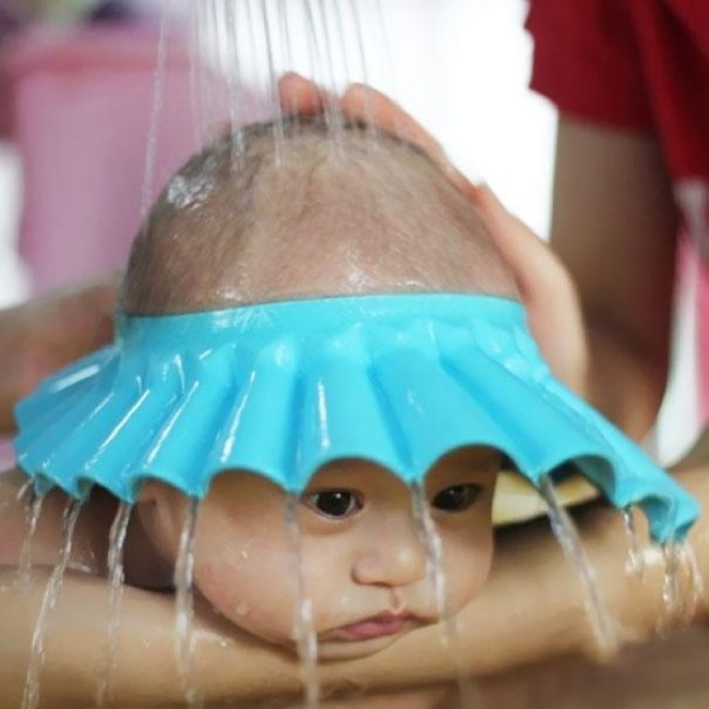 This shower cap keeps little eyes safe from shampoo.