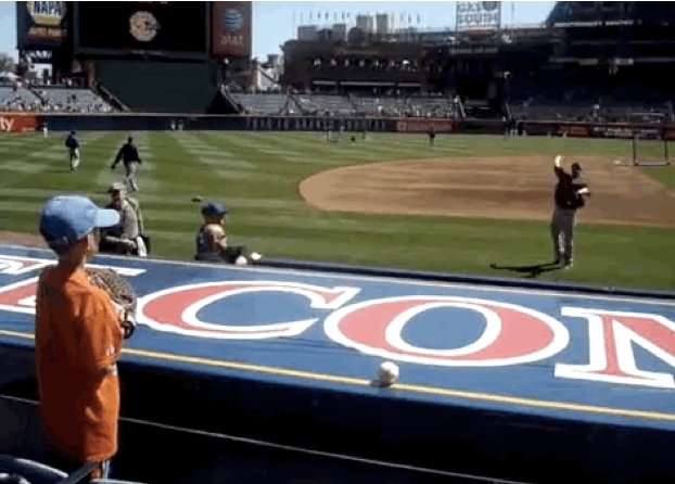 4.) Captain of the New York Mets had a catch with a young fan during warmups.