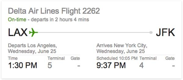 9.) You can get an update on your flight status just by Googling your flight number.