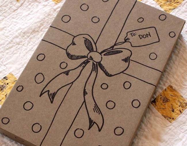 No gift wrap around? Doodle a bow onto a plain gift box.