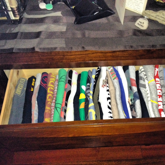 10.) Save time and space by stacking your clothes vertically in drawers.