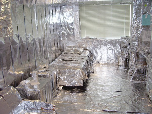 Soon, half the room was covered in FOIL.