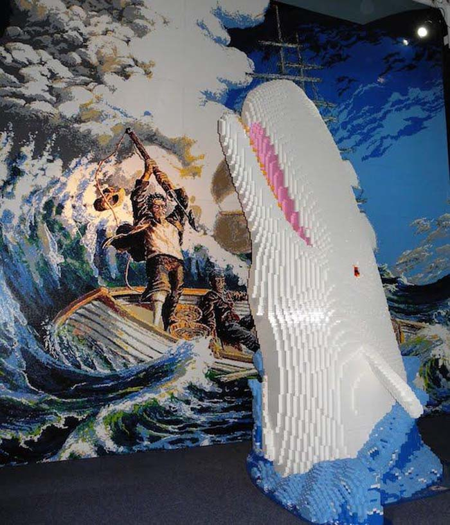 7.) Moby Dick. This entire scene, including the backdrop mural, is made entirely from Lego bricks.