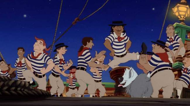 14.) Several of the sailor's on Eric's ship are caricatures of staff members. This guy dancing on the platform is Razoul Azadani, a man who still occasionally works with Ron Clements and John Musker.