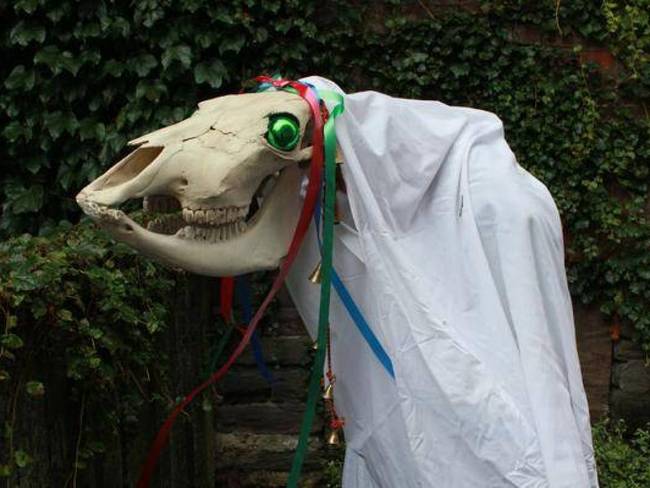 Wales - The Mari Lwyd (or "grey mare") ritual involves parading a horse's skull throughout town while singing Christmas songs.