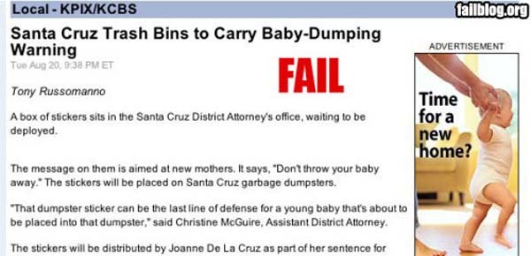 7.) Please don't dump your babies. Please and thank you.