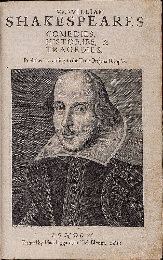 Martin Droeshout's portrait of Shakespeare, which appeared in the first folio.