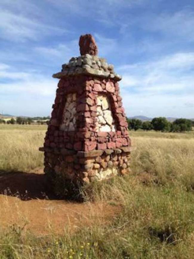 Before its end, a number of stone pillars like this one were built, as well as a stone archway entrance shown in the previous photo.