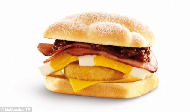 22. Australians can start the day off with this deluxe breakfast roll featuring egg, hash brown, bacon and spicy tomato.