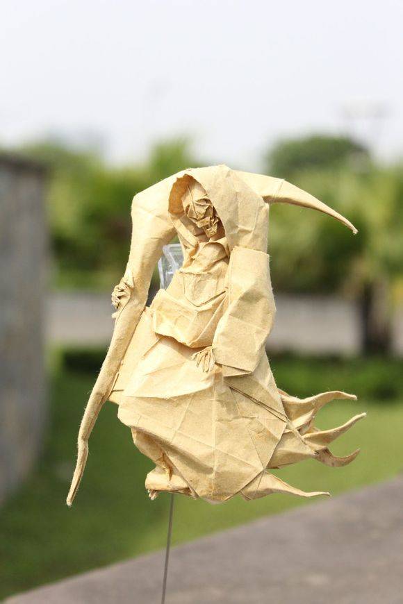 While a little bid morbid, this origami grim reaper is still amazing. Look at the detail in the face!