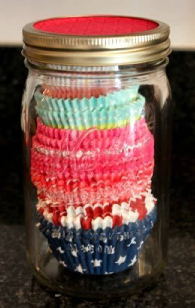 21.) Keep extra cupcake cups in a mason jar.