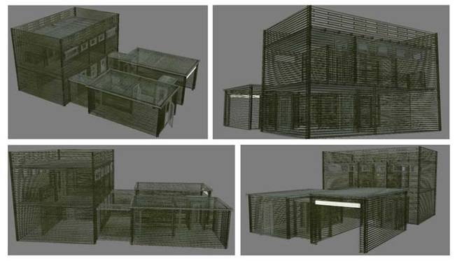 This is what the full schematic for the bunker looks like. It boasts reinforced slit windows, plenty of barbed wire, and a secure garage for storing your escape vehicles.