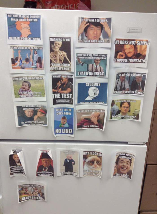 10.) Secret stash of memes in the teachers' lounge.