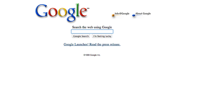 Google finally emerged from beta in October 1999. Ain't she a beauty?