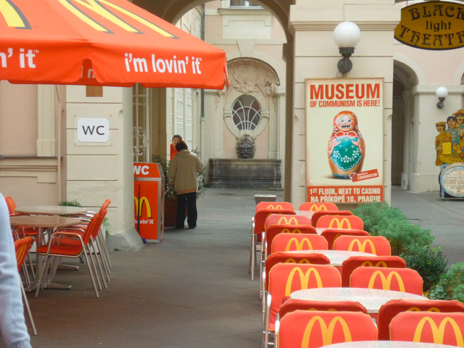 There is a McDonald's right outside the Museum of Communism in Prague.