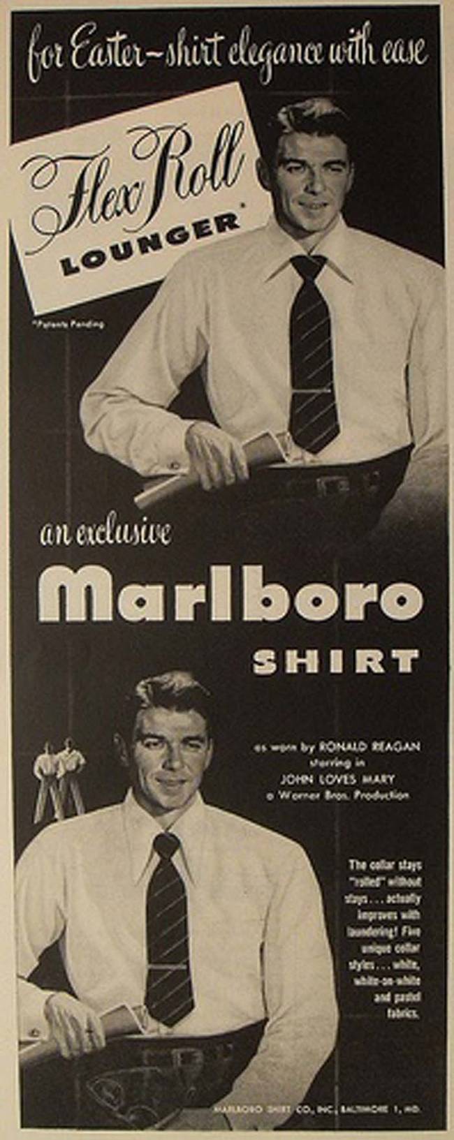 I had no idea that Marlboro also made shirts. (They must have been good if Reagan endorsed them, right?)