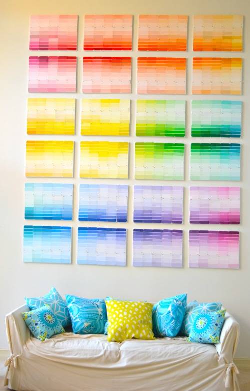 Make a rainbow, ombre art arrangement.