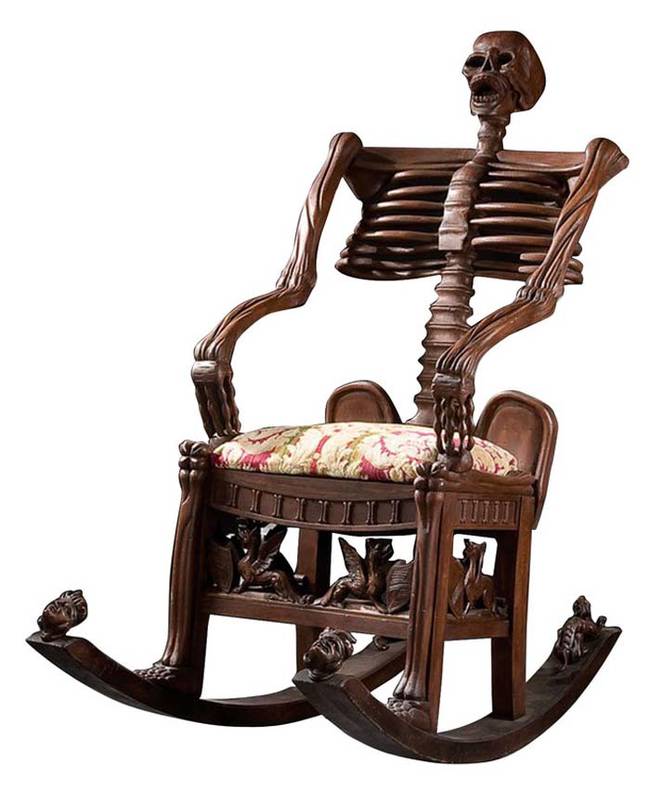 This model of skeleton rocking chair is allegedly a replica of the chairs Vincent Price ordered.
