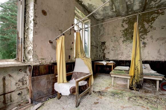 This old sanatorium in Russia was partially on fire when visited.